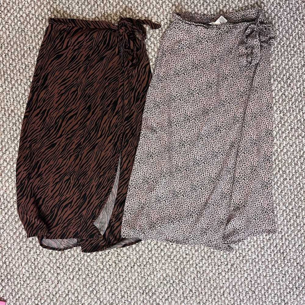Animal Print Wrap Skirts Set of Two